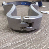 Aluminum Nutcracker & Nylon Web Cribbing Collar *gc/fair, dirty, rubs, frays, oxidiized, stains, missing & sharp grommets, rust, older
