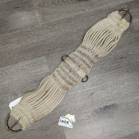 33 Cotton String Cinch, 2x D Rings *gc, v.dirty, v.sandy, hairy, rust, stains, discolored, older
