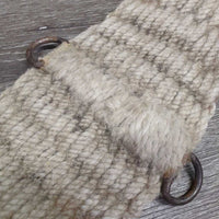 33 Cotton String Cinch, 2x D Rings *gc, v.dirty, v.sandy, hairy, rust, stains, discolored, older
