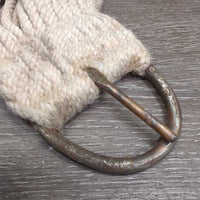 33 Cotton String Cinch, 2x D Rings *gc, v.dirty, v.sandy, hairy, rust, stains, discolored, older
