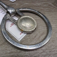 Thin Western Snaffle Bit, Tooled Center Conchos *gc, stains, clean, scuffs, scratches, residue
