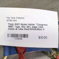Thick Stiff Nylon Halter "Congress 1990" *vgc, mnr dirt, edge rubs, stains & rubs
