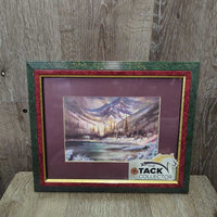 Western Painting, Matted, Wood Framed *gc, scratches, stains, dirt

