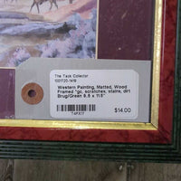 Western Painting, Matted, Wood Framed *gc, scratches, stains, dirt
