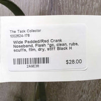Wide Padded/Rsd Crank Noseband, Flash *gc, clean, rubs, scuffs, film, dry, stiff
