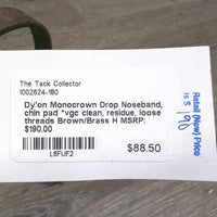 Monocrown Drop Noseband, chin pad *vgc clean, residue, loose threads
