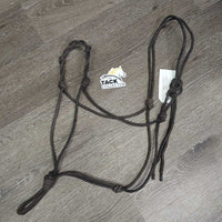 Thin Stiff Nylon Rope Halter, double knotted nose *gc/fair, dirty, faded, scrapes, rubs, stains, frays
