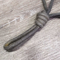 Thin Stiff Nylon Rope Halter, double knotted nose *gc/fair, dirty, faded, scrapes, rubs, stains, frays
