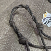 Thin Stiff Nylon Rope Halter, double knotted nose *gc/fair, dirty, faded, scrapes, rubs, stains, frays
