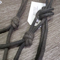 Thin Stiff Nylon Rope Halter, double knotted nose *gc/fair, dirty, faded, scrapes, rubs, stains, frays
