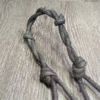 Thin Stiff Nylon Rope Halter, double knotted nose *gc/fair, dirty, faded, scrapes, rubs, stains, frays
