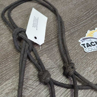 Thin Stiff Nylon Rope Halter, double knotted nose *gc/fair, dirty, faded, scrapes, rubs, stains, frays
