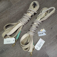 Cotton Web & Nylon Rope Ground - Long Driving Lines, snaps, buckle, rubber covers *vgc, clean, mnr dingy, stains & rubs
