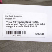 Thick Stiff Nylon Rope Halter, rubber end *vgc/xc, clean, mnr rubs, snags & stains
