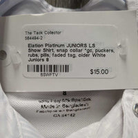 JUNIORS LS Show Shirt, snap collar *gc, puckers, rubs, pills, faded tag, older
