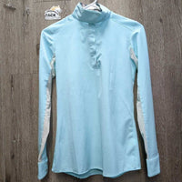 LS Sun Show Shirt, 1/2 Snap Up, snap collar, Mesh Sleeves *vgc, mnr threads, stains
