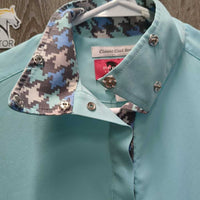 LS Sun Show Shirt, 1/2 Snap Up, snap collar, Mesh Sleeves *vgc, mnr threads, stains
