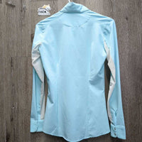 LS Sun Show Shirt, 1/2 Snap Up, snap collar, Mesh Sleeves *vgc, mnr threads, stains
