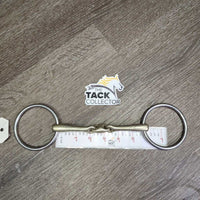 Thin French Link Loose Ring Bit, center lozenge *gc, clean, scratches, stains, residue, rough edge
