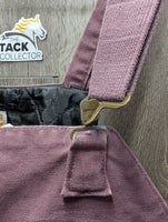 Hvy Canvas Lined Overalls "Cheval Rouge" *gc, mnr stains, clean, faded, holey bottom edges
