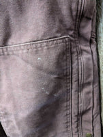 Hvy Canvas Lined Overalls "Cheval Rouge" *gc, mnr stains, clean, faded, holey bottom edges
