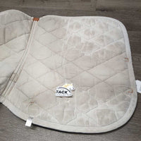 Dressage Quilt Saddle Pad, tabs *gc, faded, puckers, clean, stains, dingy, older, rubs, pills
