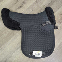 Fitted Sheepskin Dressage Saddle Pad, Rolled Edge *gc, clean, rubs, hairy, holes, pills, faded, clumpy/thin pommel
