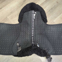 Fitted Sheepskin Dressage Saddle Pad, Rolled Edge *gc, clean, rubs, hairy, holes, pills, faded, clumpy/thin pommel
