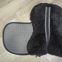 Fitted Sheepskin Dressage Saddle Pad, Rolled Edge *gc, clean, rubs, hairy, holes, pills, faded, clumpy/thin pommel
