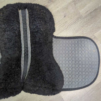 Fitted Sheepskin Dressage Saddle Pad, Rolled Edge *gc, clean, rubs, hairy, holes, pills, faded, clumpy/thin pommel
