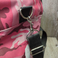 Square Grooming Bag, Shoulder Strap *gc, clean, stains, torn seam, broken & split zippers
