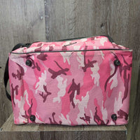 Square Grooming Bag, Shoulder Strap *gc, clean, stains, torn seam, broken & split zippers
