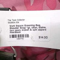 Square Grooming Bag, Shoulder Strap *gc, clean, stains, torn seam, broken & split zippers
