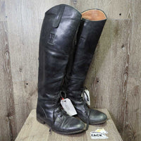 Field Boots, Pull on *gc/fair, UNSTITCHED seams, older, rubs, clean, faded, scuffs, replaced laces, CHIPPED toes
