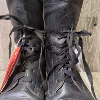 Field Boots, Pull on *gc/fair, UNSTITCHED seams, older, rubs, clean, faded, scuffs, replaced laces, CHIPPED toes
