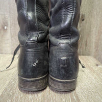 Field Boots, Pull on *gc/fair, UNSTITCHED seams, older, rubs, clean, faded, scuffs, replaced laces, CHIPPED toes
