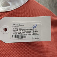SS Polo Show Shirt, 1/2 Button Up, Button Collar *gc/fair, v.rubbed & pilly, puckered collar, dingy, snags, runs, older
