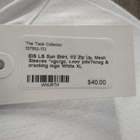 LS Sun Shirt, 1/2 Zip Up, Mesh Sleeves *vgc/gc, v.mnr pills?snag & cracking logo

