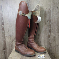 Dress Boots, Front Zips & Buckles, Fleece Lined, Black Air Forms, Tan Boot bag *gc, clean, faded, rubs, scratches, stains
