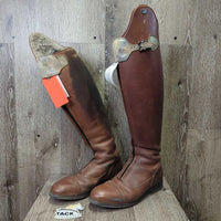 Dress Boots, Front Zips & Buckles, Fleece Lined, Black Air Forms, Tan Boot bag *gc, clean, faded, rubs, scratches, stains
