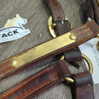 Padded Thick Soft Leather Halter, ajd, snap, blank name plate *vgc/gc, v.dirty/jockies, residue, scraped edges, rubs
