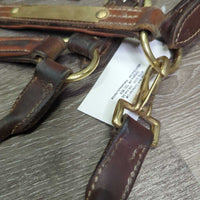 Padded Thick Soft Leather Halter, ajd, snap, blank name plate *vgc/gc, v.dirty/jockies, residue, scraped edges, rubs

