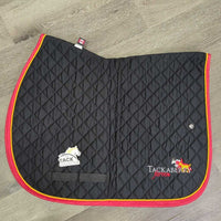 Quilt Jumper Pad, piping, "Tackaberry Farm" *xc/vgc, clean, mnr threads, hair, puckers
