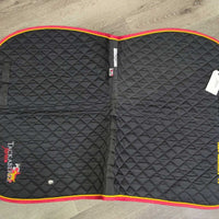 Quilt Jumper Pad, piping, "Tackaberry Farm" *xc/vgc, clean, mnr threads, hair, puckers
