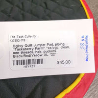 Quilt Jumper Pad, piping, "Tackaberry Farm" *xc/vgc, clean, mnr threads, hair, puckers
