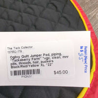 Quilt Jumper Pad, piping, "Tackaberry Farm" *vgc, clean, mnr pills, threads, hair, puckers
