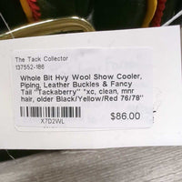 Hvy Wool Show Cooler, Piping, Leather Buckles & Fancy Tail "Tackaberry" *xc, clean, mnr hair, older
