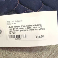 Quilt Jumper Pad, heart stitching *gc, clean, holey edges, pills, mnr hair, faded, puckers, dust
