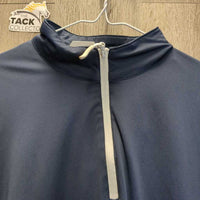 LS Sun Shirt, 1/4 Zip Up, Mesh Sleeves *gc, pit stains, snags, marks, older
