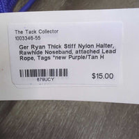 Thick Stiff Nylon Halter, Rawhide Noseband, attached Lead Rope, Tags *new
